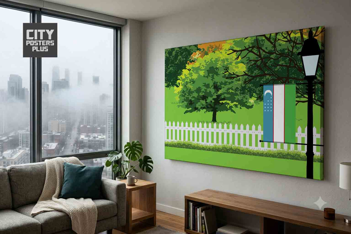 Uzbekistan Home Town Trees Landscape Canvas Wrapped Wall Art