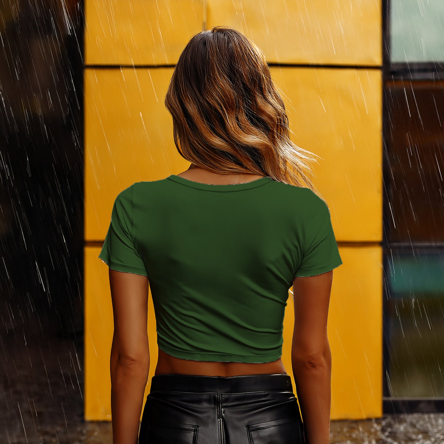 19 Number Women Crop Top (Olive Green)