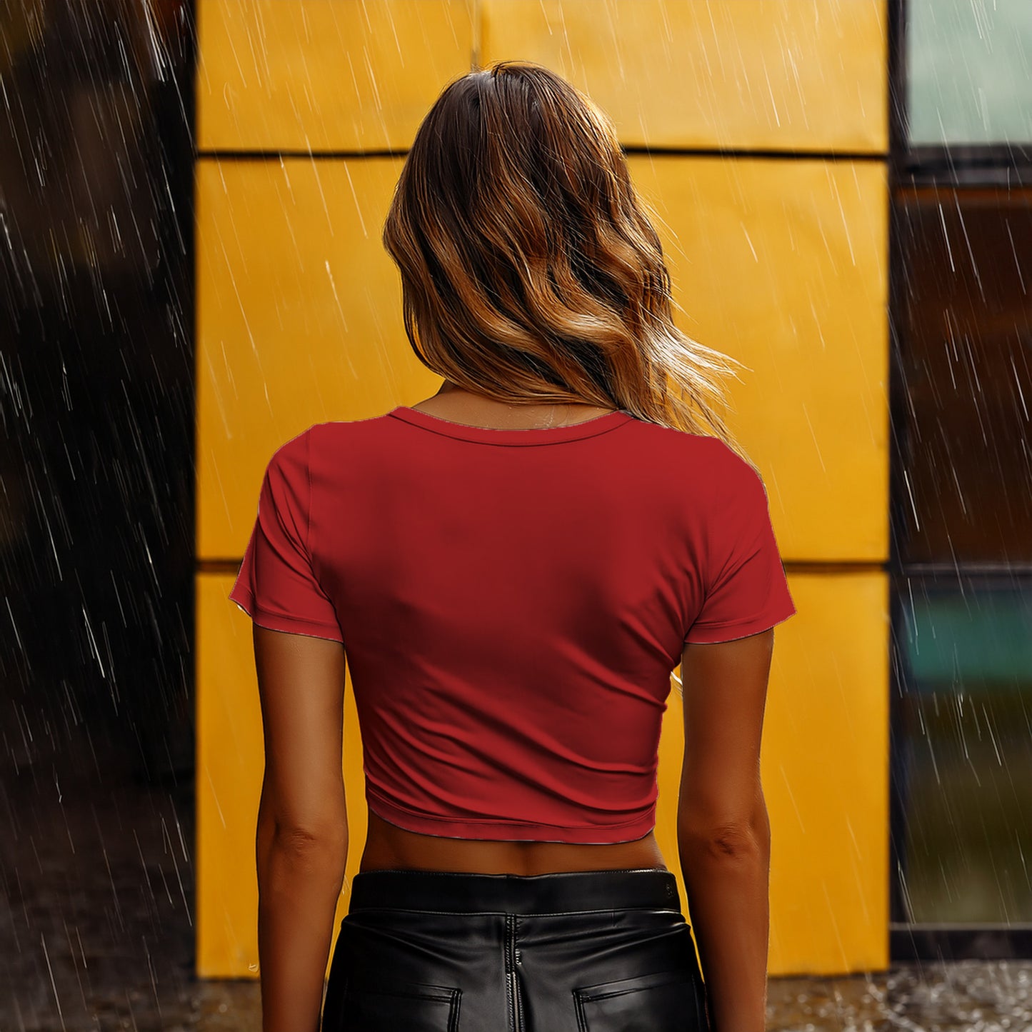 46 Number Women Crop Top (Red)